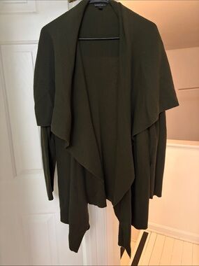 Lafayette 148 New York Olive Draped Open-Front Cardigan